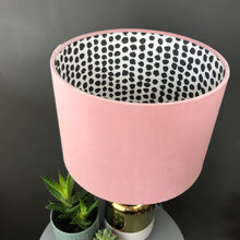 Load image into Gallery viewer, BEST SELLING: Blush velvet with monochrome dot lampshade