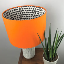 Load image into Gallery viewer, Orange cotton with monochrome dot lampshade