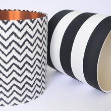 Load image into Gallery viewer, Monochrome stripe with champagne liner lampshade