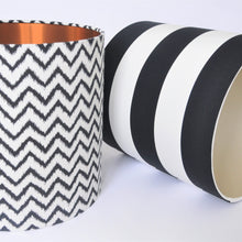 Load image into Gallery viewer, RESERVED FOR KERRY: Monochrome stripe with mirror copper liner lampshade