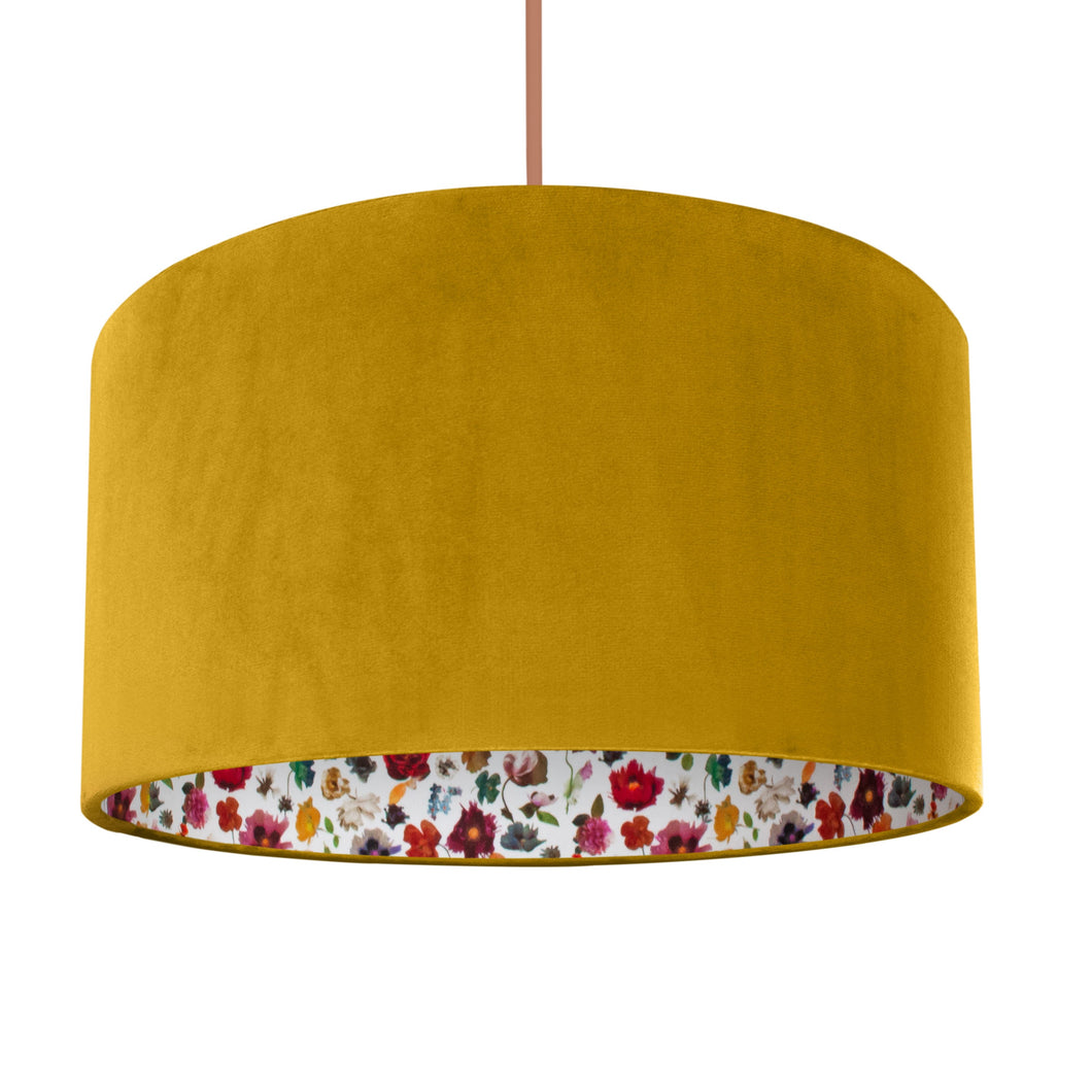 Liberty of London Floral Edit with mustard velvet lampshade
