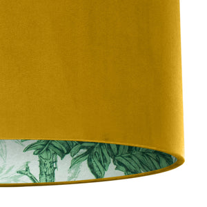 Palm leaf with mustard velvet lampshade