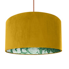 Load image into Gallery viewer, Palm leaf with mustard velvet lampshade
