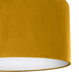Mustard velvet with opaque white liner lampshade