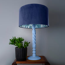 Load image into Gallery viewer, Navy velvet with blue leaf lampshade