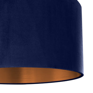 Navy blue velvet with brushed copper liner