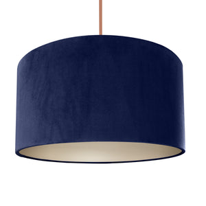 Navy blue velvet with champagne liner lampshade