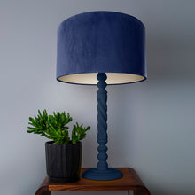 Load image into Gallery viewer, Navy blue velvet with champagne liner lampshade