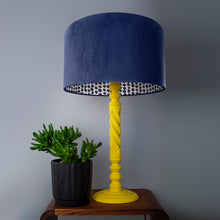Load image into Gallery viewer, Navy velvet with monochrome dot lampshade