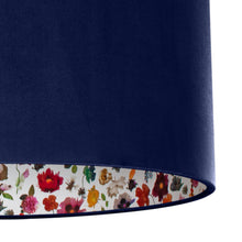 Load image into Gallery viewer, Liberty of London Floral Edit with navy blue velvet lampshade