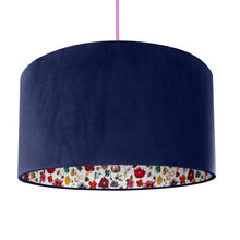 Load image into Gallery viewer, Liberty of London Floral Edit with navy blue velvet lampshade