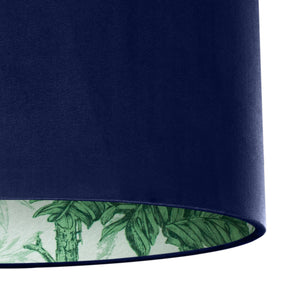 Palm leaf with navy blue velvet lampshade