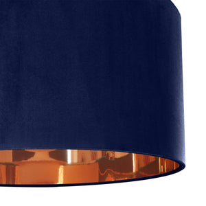 Navy blue velvet with mirror copper liner