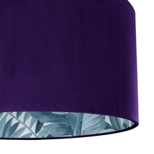 Load image into Gallery viewer, Purple velvet with blue leaf lampshade