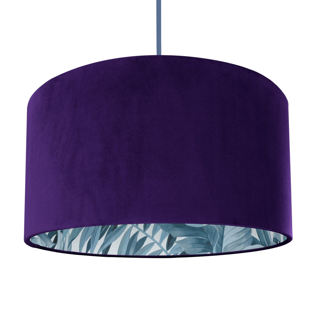 Purple velvet with blue leaf lampshade