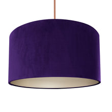 Load image into Gallery viewer, Purple velvet with champagne liner lampshade