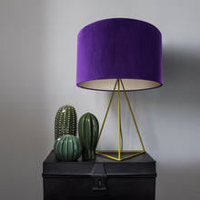Load image into Gallery viewer, Purple velvet with champagne liner lampshade