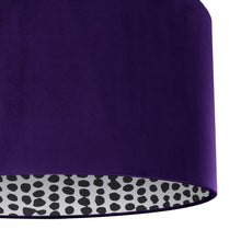 Load image into Gallery viewer, Purple velvet with monochrome dot lampshade