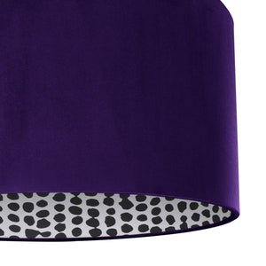 Purple velvet with monochrome dot lampshade