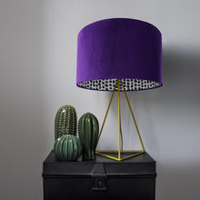 Load image into Gallery viewer, Purple velvet with monochrome dot lampshade