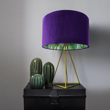 Load image into Gallery viewer, Purple velvet with green leaf lampshade