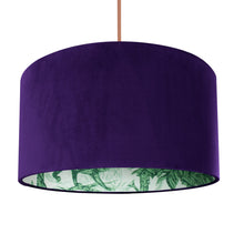 Load image into Gallery viewer, Palm leaf with purple velvet lampshade