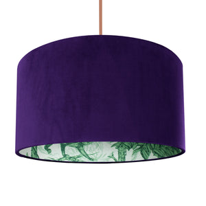 Palm leaf with purple velvet lampshade