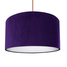 Load image into Gallery viewer, Purple velvet with opaque white liner lampshade