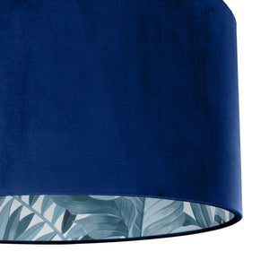 Royal blue velvet with blue leaf lampshade
