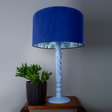 Load image into Gallery viewer, Royal blue velvet with blue leaf lampshade