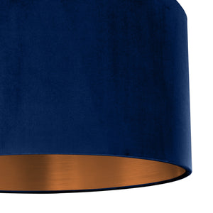 Royal blue velvet with brushed copper liner