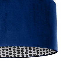 Load image into Gallery viewer, Royal blue velvet with monochrome dot lampshade