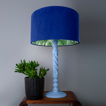 Load image into Gallery viewer, Royal blue velvet with green leaf lampshade