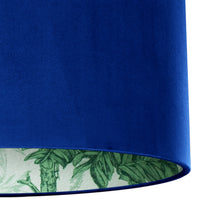 Load image into Gallery viewer, Palm leaf with royal blue velvet lampshade