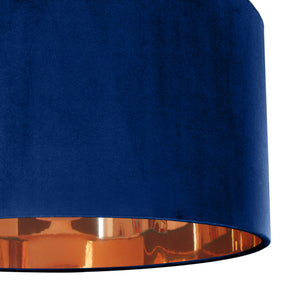 Royal blue velvet with mirror copper liner
