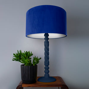 Royal blue velvet with opaque white liner lampshade