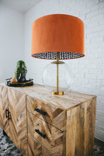 Load image into Gallery viewer, Rust orange velvet with monochrome dot lampshade