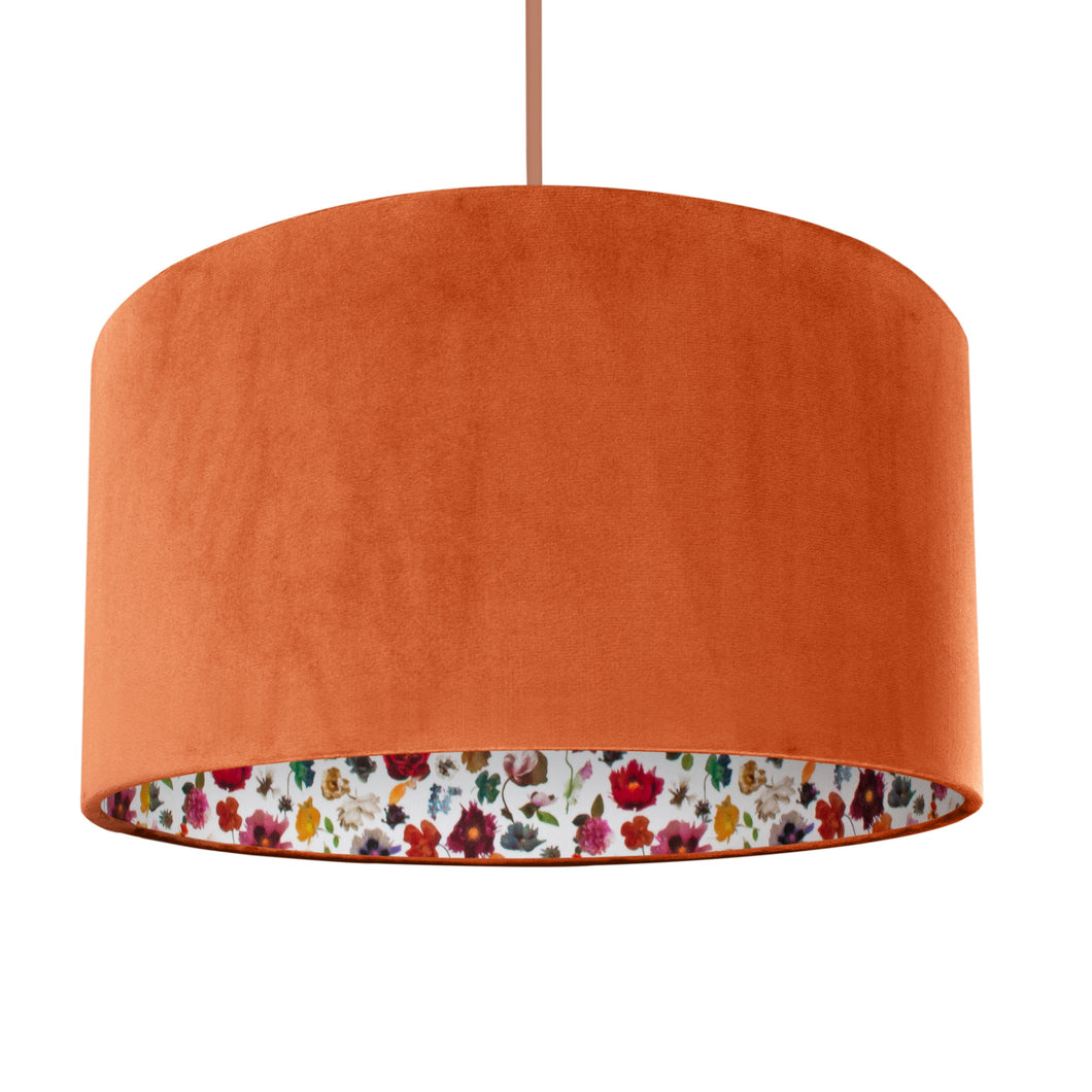 Liberty of London Floral Edit with rust orange velvet lampshade