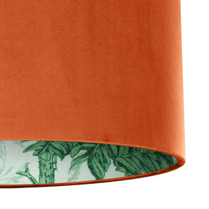Palm leaf with rust orange velvet lampshade