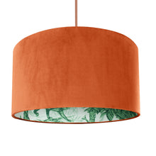 Load image into Gallery viewer, Palm leaf with rust orange velvet lampshade