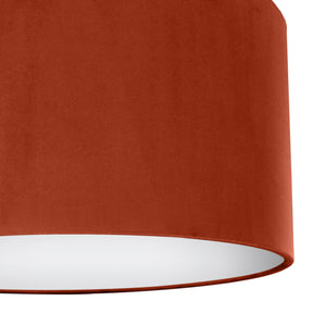 Rust orange velvet with opaque white liner lampshade