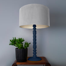 Load image into Gallery viewer, Soft grey velvet with champagne liner lampshade
