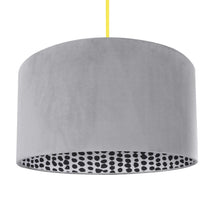 Load image into Gallery viewer, Soft grey velvet with monochrome dot lampshade
