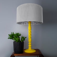 Load image into Gallery viewer, Soft grey velvet with monochrome dot lampshade
