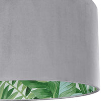 Load image into Gallery viewer, Soft grey velvet with green leaf lampshade