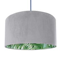 Load image into Gallery viewer, Soft grey velvet with green leaf lampshade
