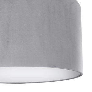 Soft grey velvet with opaque white liner lampshade