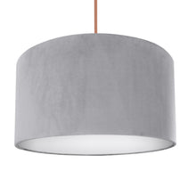 Load image into Gallery viewer, Soft grey velvet with opaque white liner lampshade