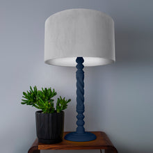 Load image into Gallery viewer, Soft grey velvet with opaque white liner lampshade