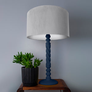 Soft grey velvet with opaque white liner lampshade